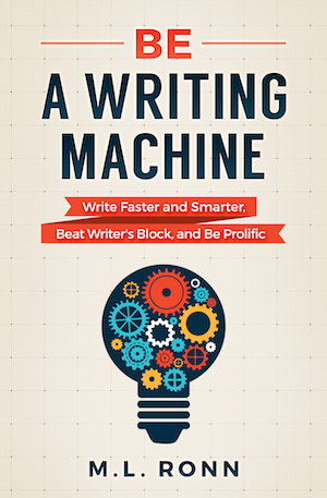 Book cover for be a writing machine. Light bulb with colorful gears inside.