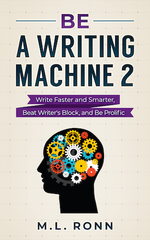 Book cover for be a writing machine. Light bulb with colorful gears inside.